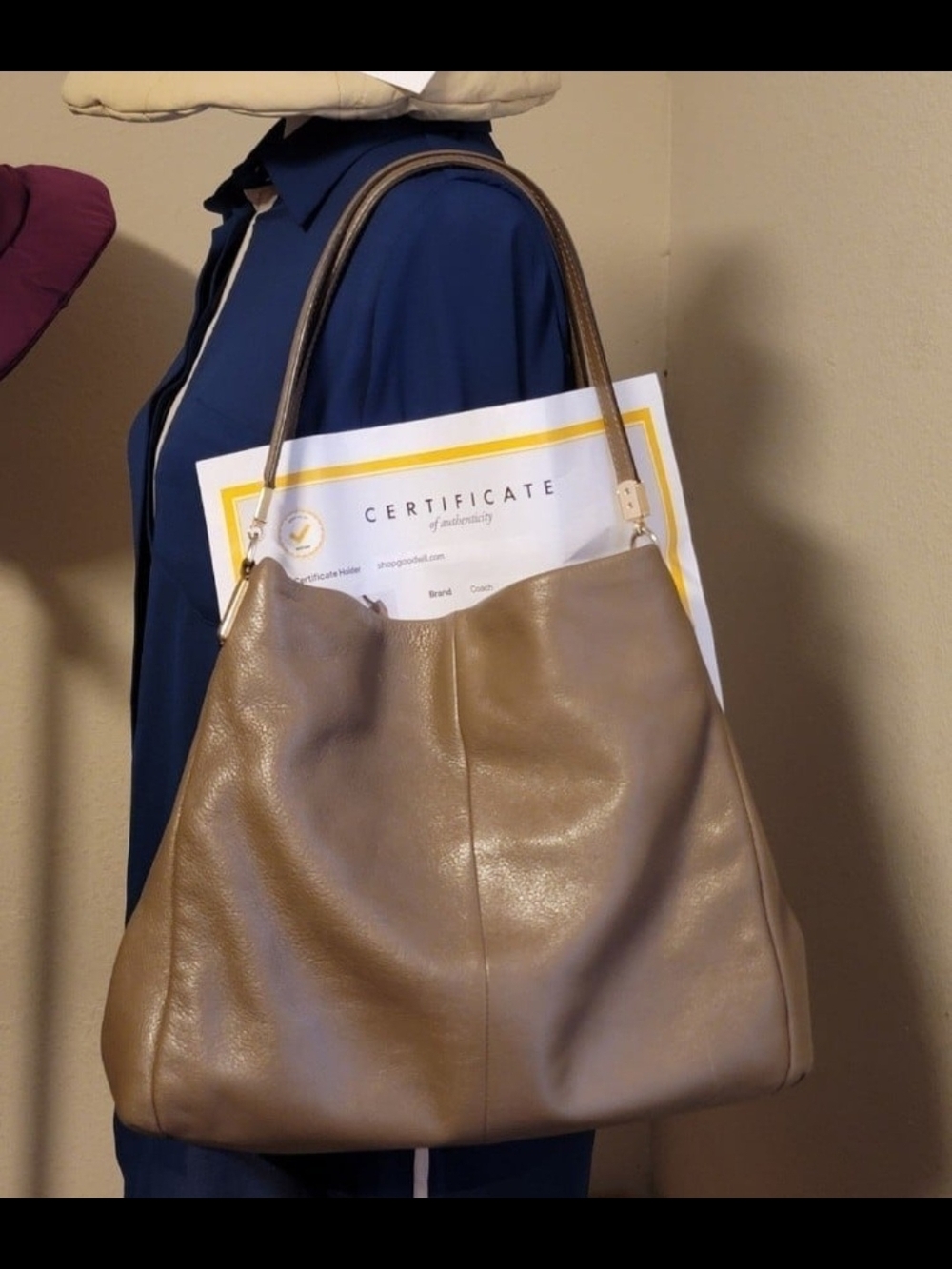 Coach Taupe Leather Tote Bag - Women